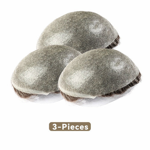 3PCS| 0.04-0.06mm Full Super Thin Skin Single Split Knots Base |Upgrade Mirage | Toupee for Men | Celebrities Choice