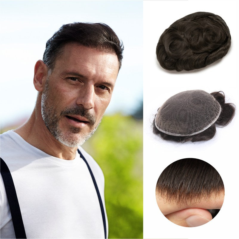 2PCS| Full Swiss Lace: Hair System for Bald Men | Full Swiss Lace Base | Best for Active Lifestyle