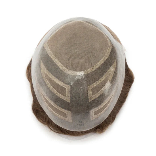 Mono Lace| French Lace + Mono Mesh Crown + PU| Men Toupee Breathable Lace Hairline Wig Natural Hairline Human Hair System Toupee