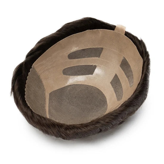 Mono PU| Mono Mesh Crown + PU| Men Toupee Breathable Wig Natural Hairline Human Hair System