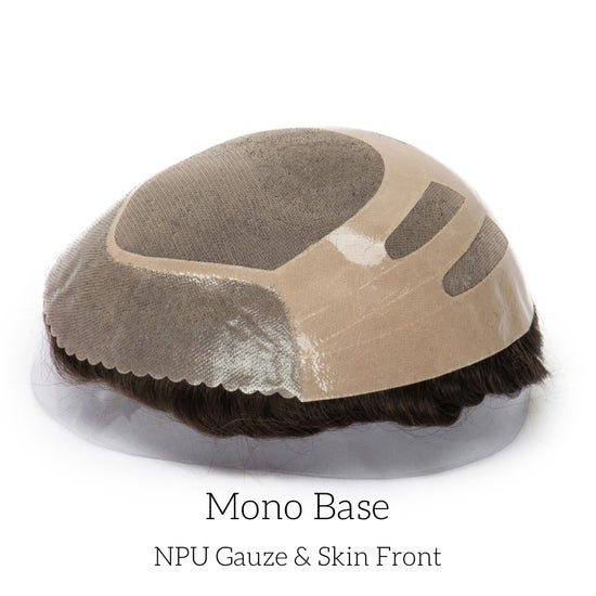 Mono PU| Mono Mesh Crown + PU| Men Toupee Breathable Wig Natural Hairline Human Hair System