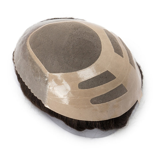 Mono PU| Mono Mesh Crown + PU| Men Toupee Breathable Wig Natural Hairline Human Hair System