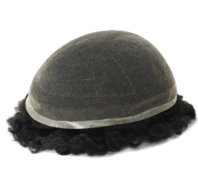 Afro Curly |Full French Lace Base Hairpiece| Toupee for Men | Afro Style Hair System|130% Density| Size 8''x10''