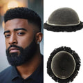 Afro Curly |Full French Lace Base Hairpiece| Toupee for Men | Afro Style Hair System|130% Density| Size 8''x10''